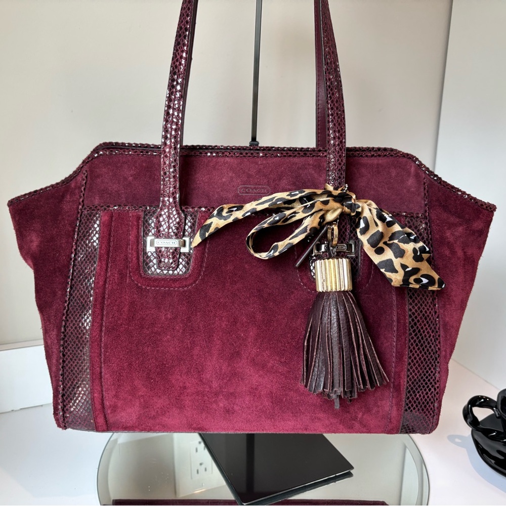 LIKE NEW Coach Taylor Suede Alexis Carryall Satchel Bag 17x13x5 - Picture 7 of 13
